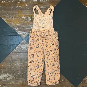 KIDS BLEACHED PEACH FLORAL OVERALL - 4T