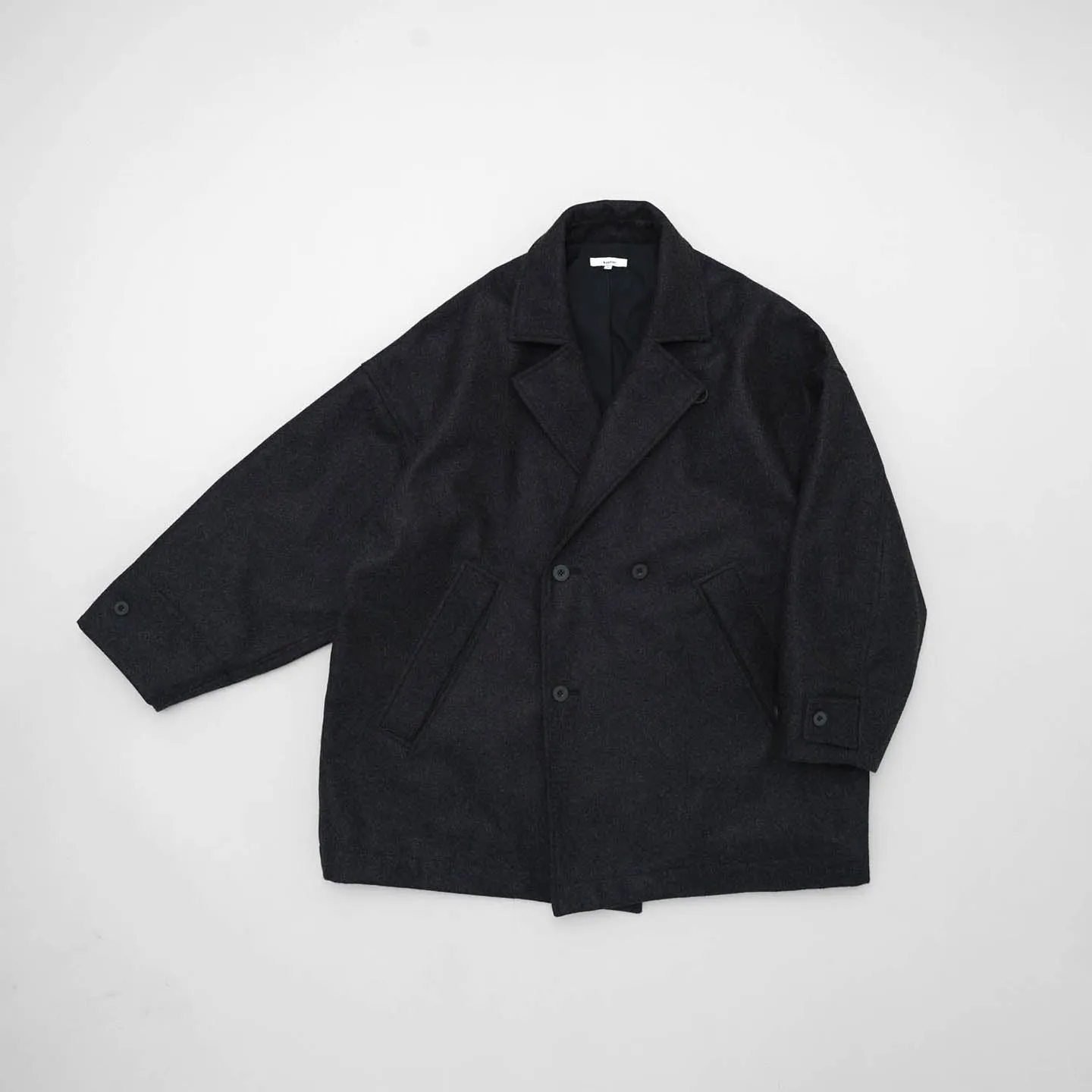 Wool Blend Semi-Peacoat for Office Wear in Contemporary Style