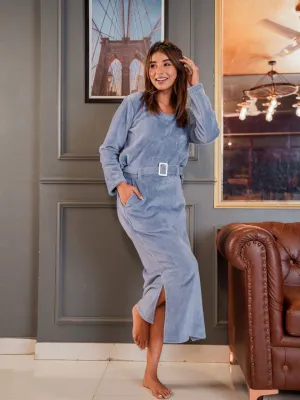 Light Blue Super Soft Woollen Top & Skirt Set