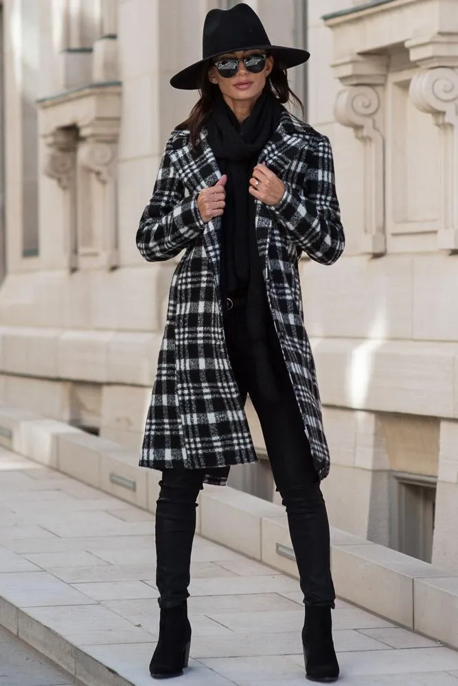 London Plaid Coat in Black - FINAL SALE