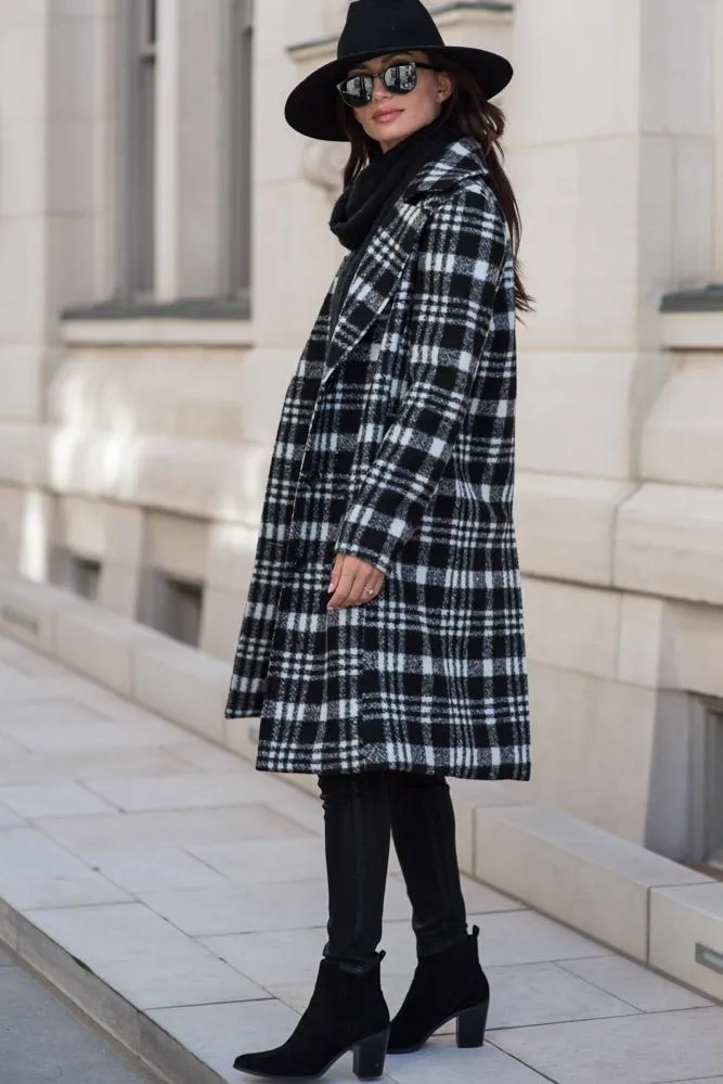 London Plaid Coat in Black - FINAL SALE