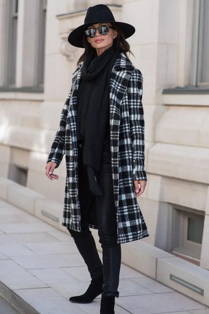 London Plaid Coat in Black - FINAL SALE