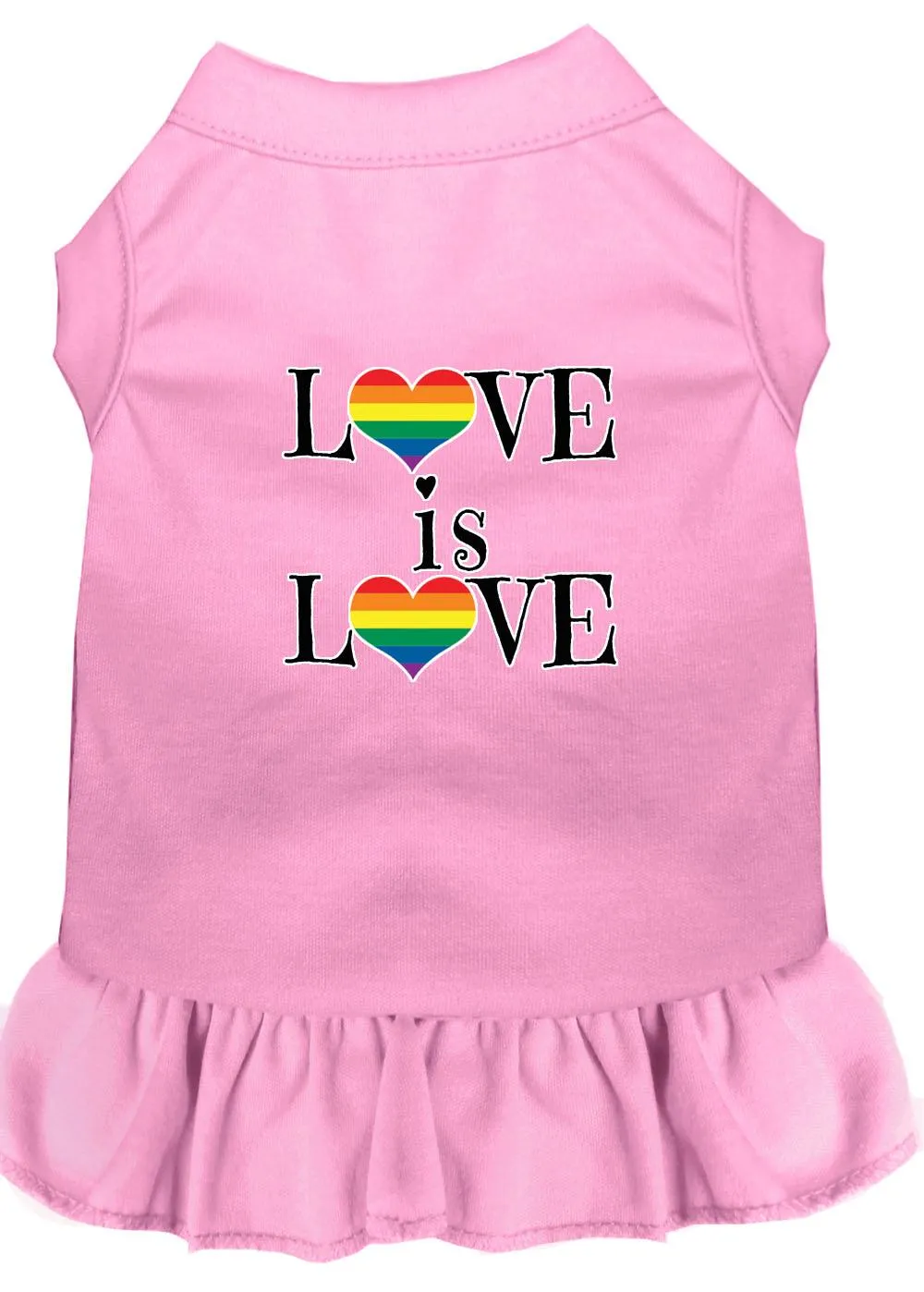 Love Is Love Screen Print Dog Dress Light Pink Sm