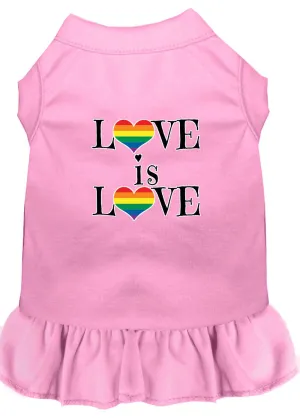 Love Is Love Screen Print Dog Dress Light Pink Sm