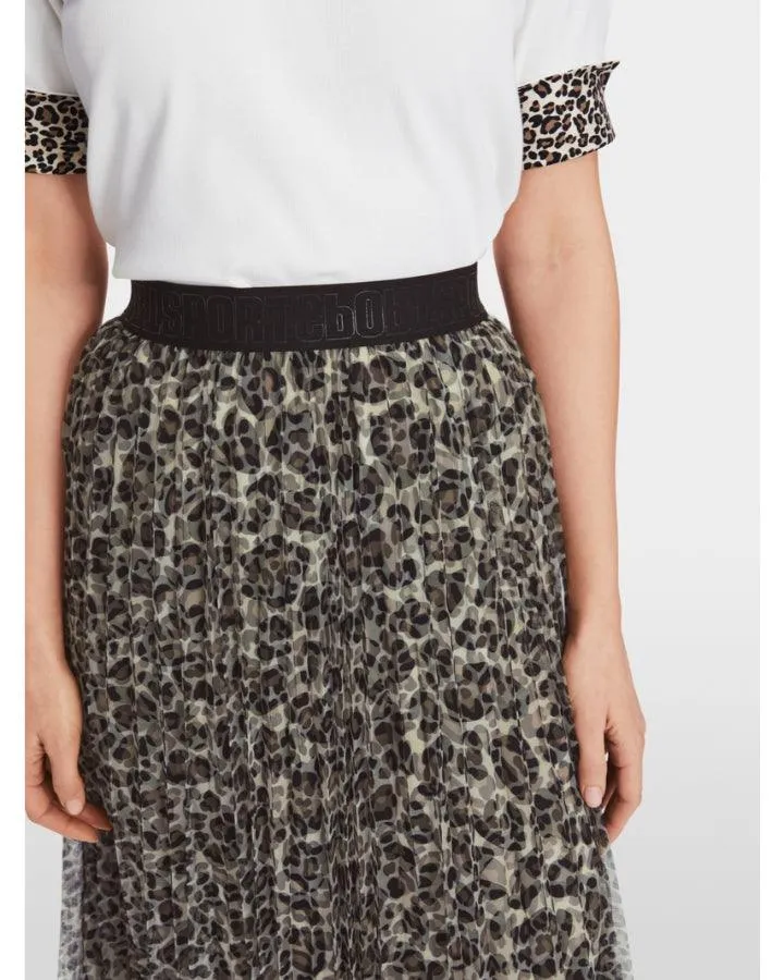 Marc Cain Tulle Leopard Pleated Skirt