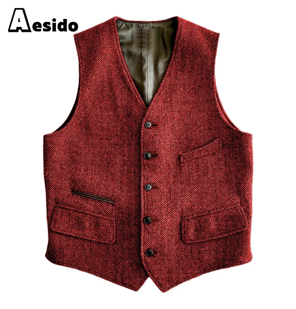 Men Single Breaste V Neck Waistcoat