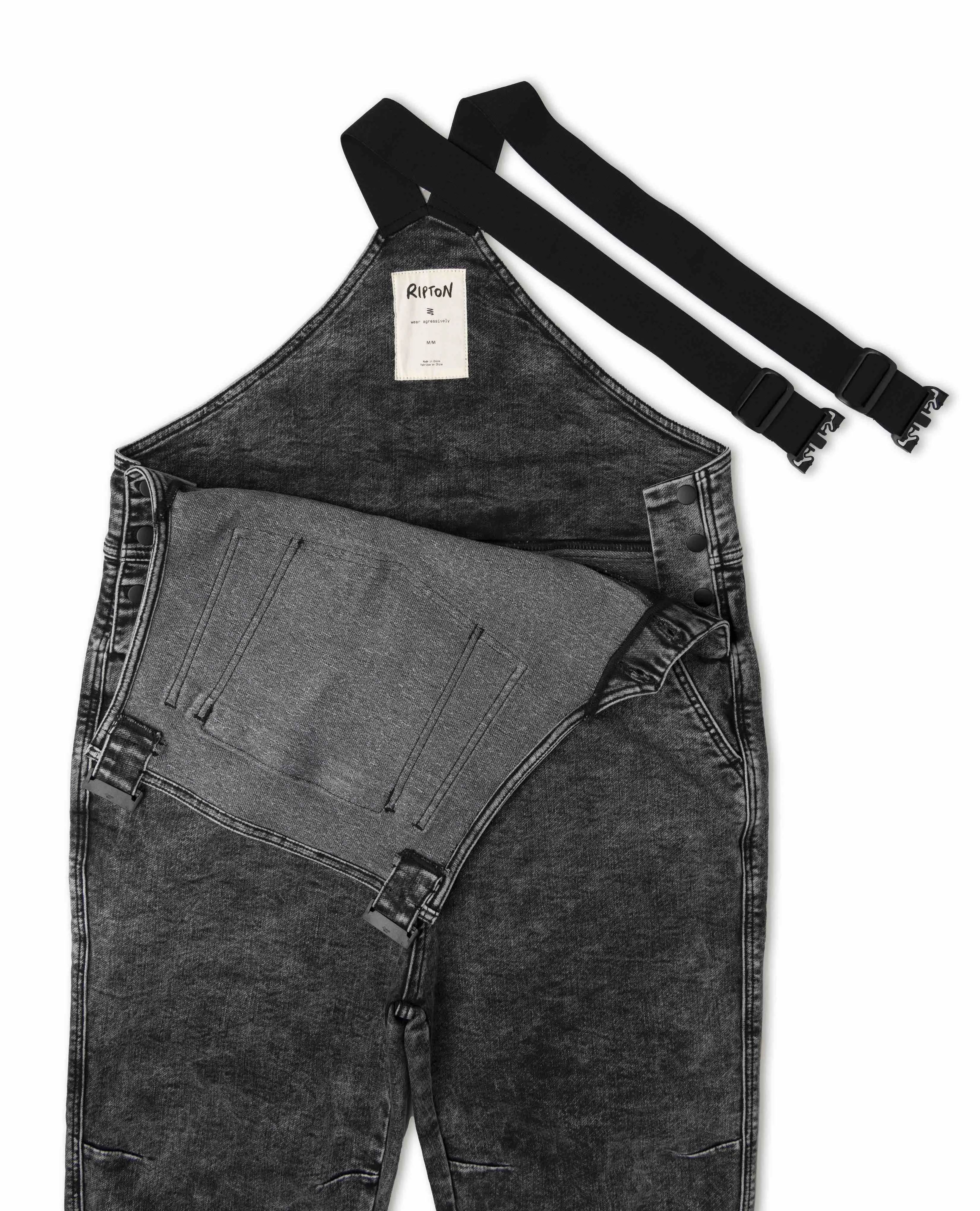 Men's Black Marble Overalls