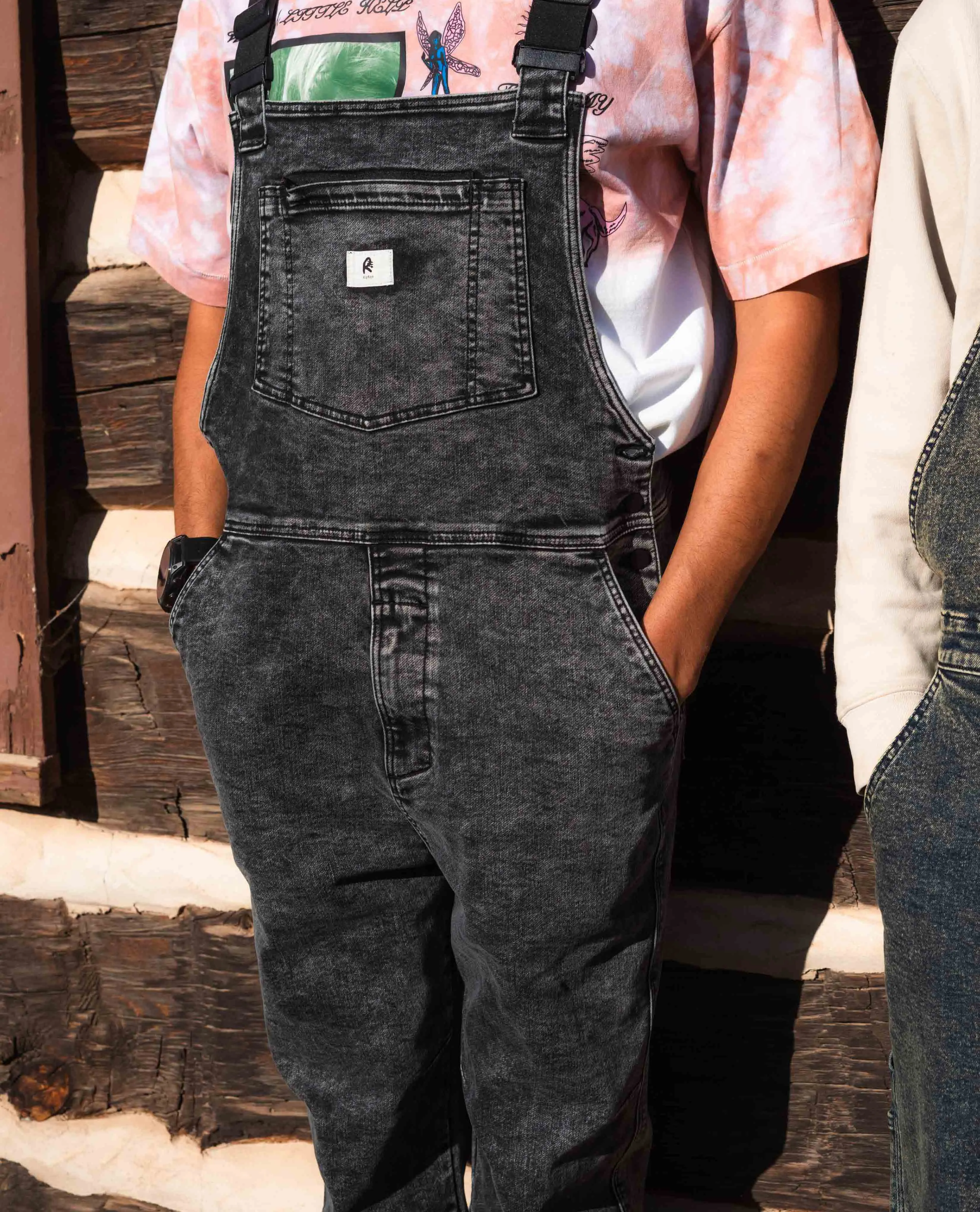 Men's Black Marble Overalls