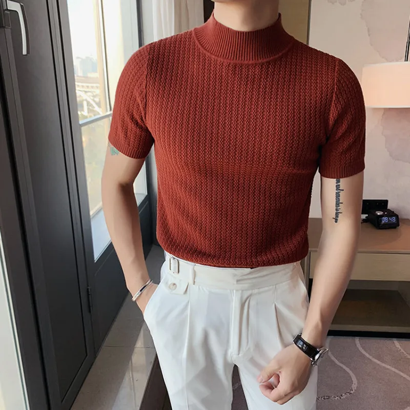 Men's Casual Solid Color Half Turtleneck T-shirt