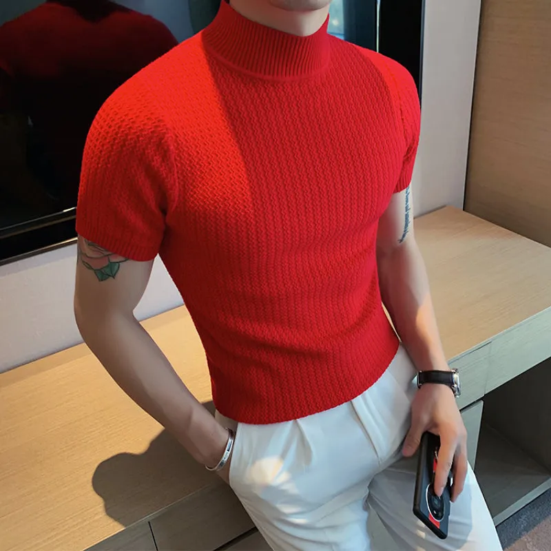 Men's Casual Solid Color Half Turtleneck T-shirt