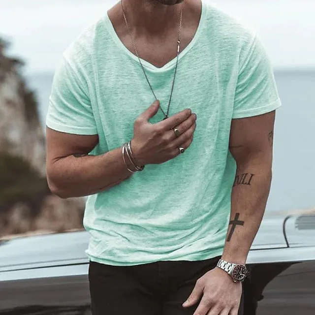 Men's Solid Color Casual T-Shirt