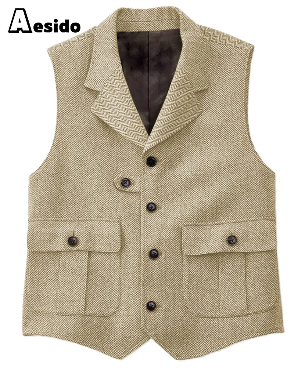 Men's Vest Single Breasted Notch Lapel Waistcoat