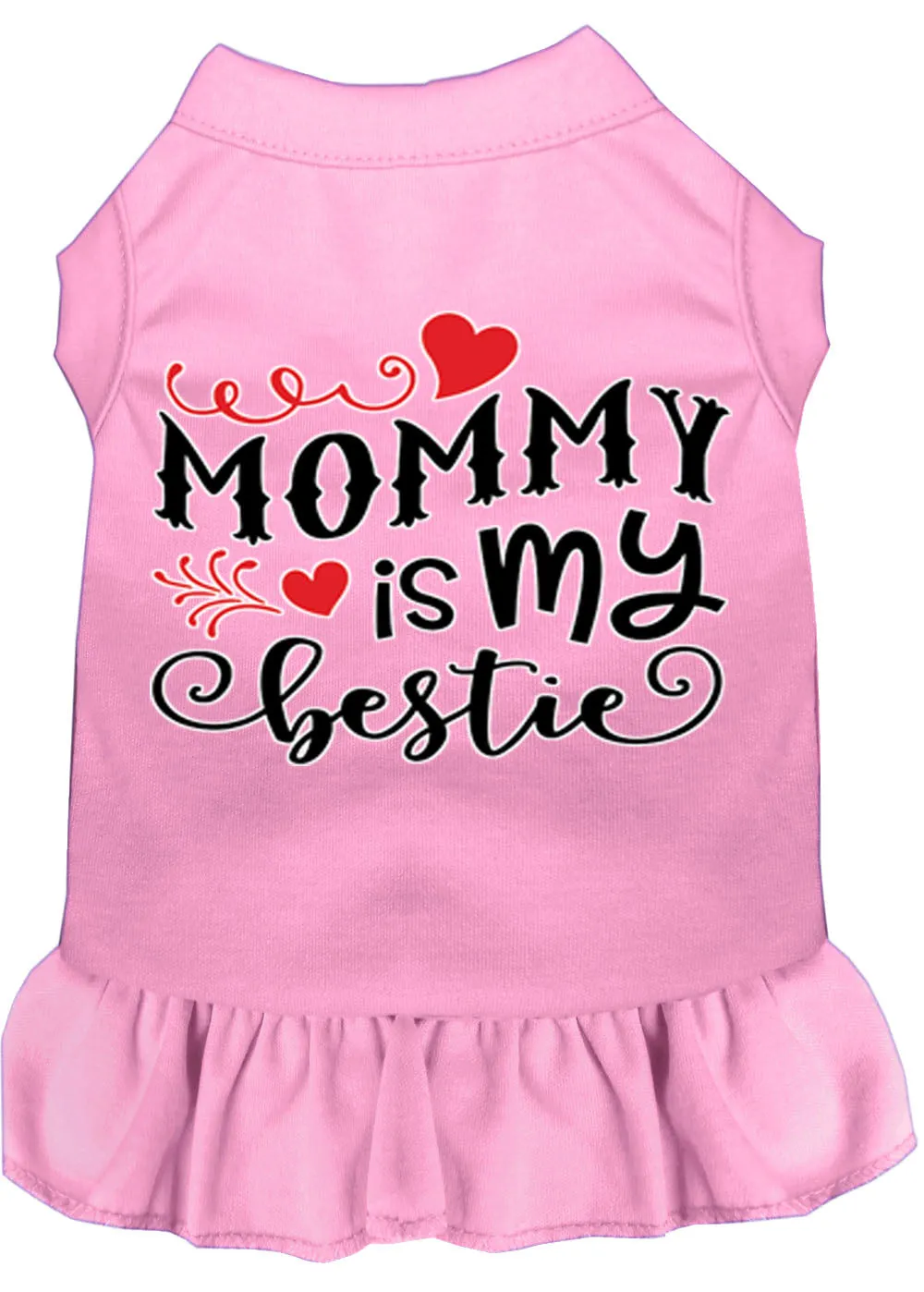 Mommy Is My Bestie Screen Print Dog Dress Light Pink Sm (10)