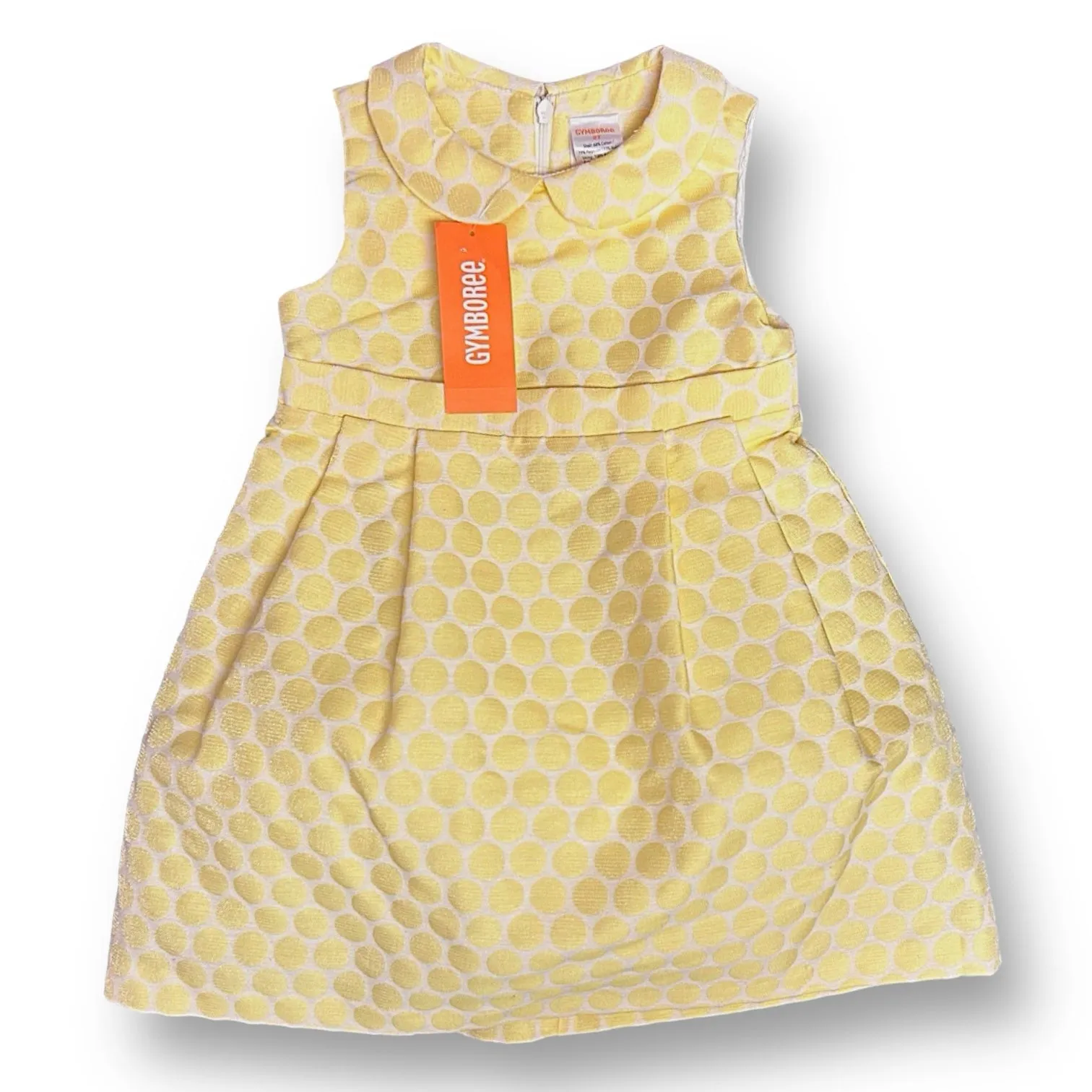 NEW! Girls Gymboree Size 2T Yellow Polka Dot Pleated Sleeveless Dress