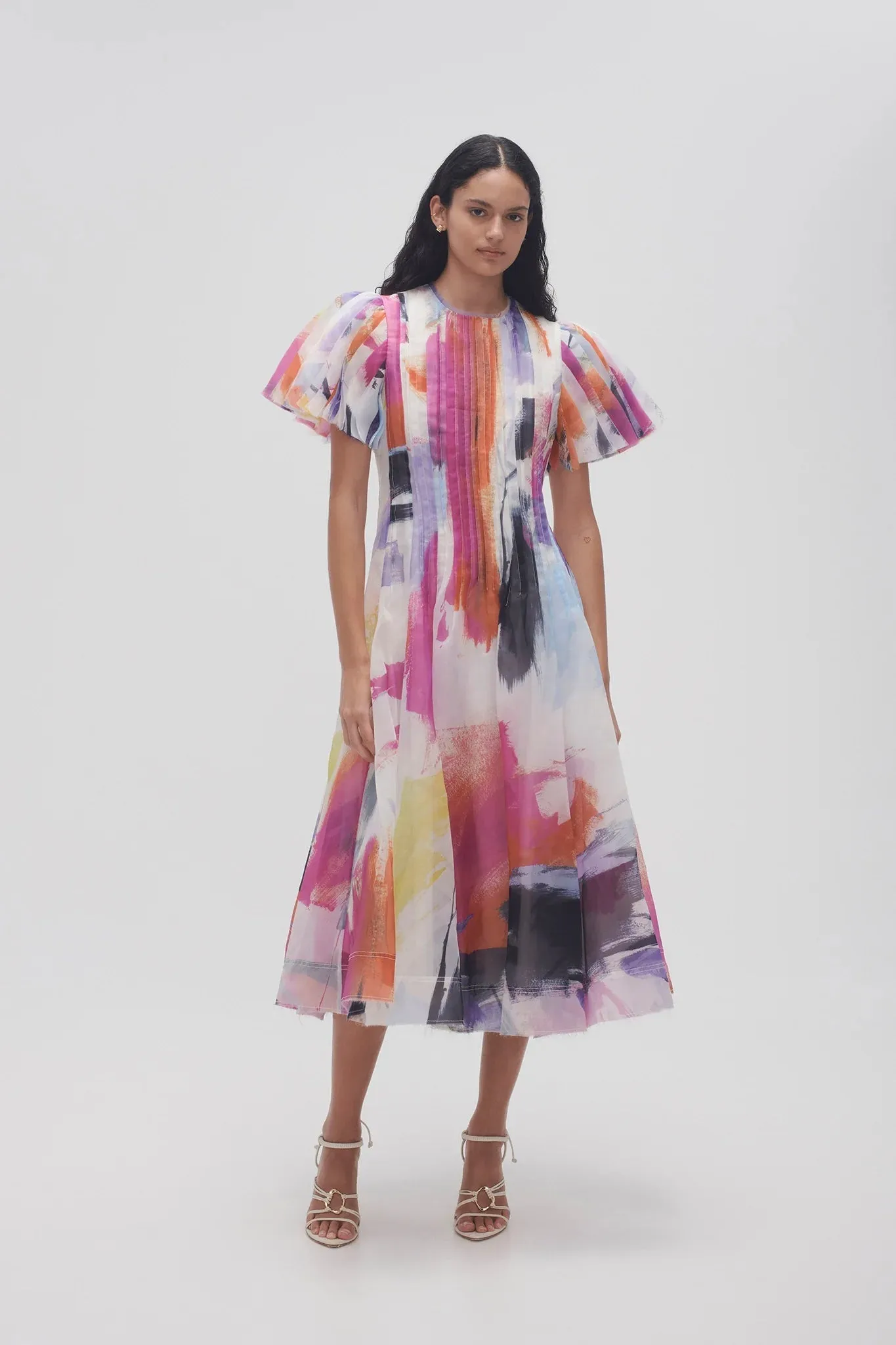 Nova Pleated Midi Abstract Print