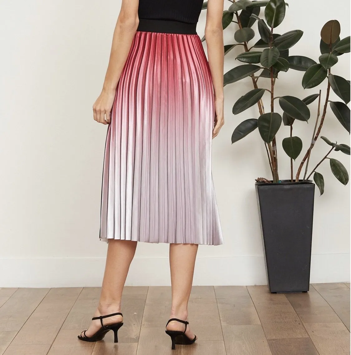 Ombrea Pleated Midi Skirt