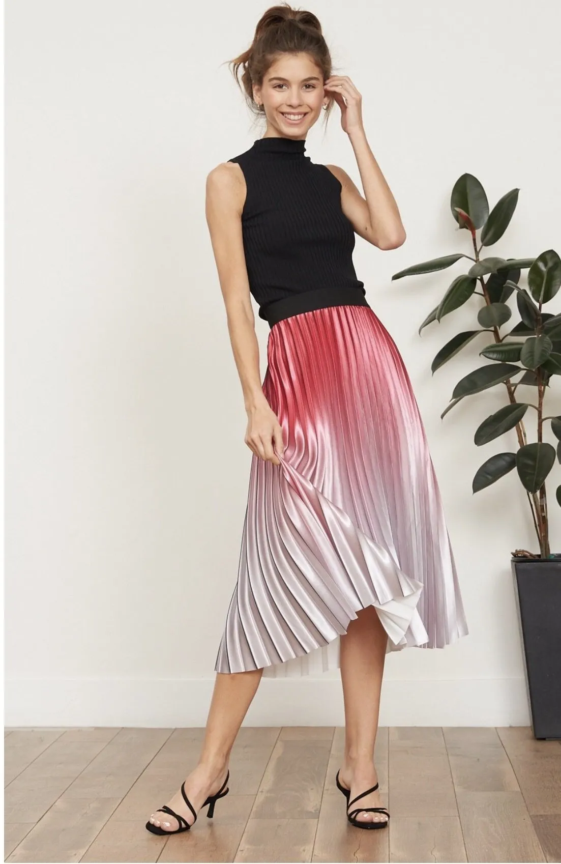 Ombrea Pleated Midi Skirt