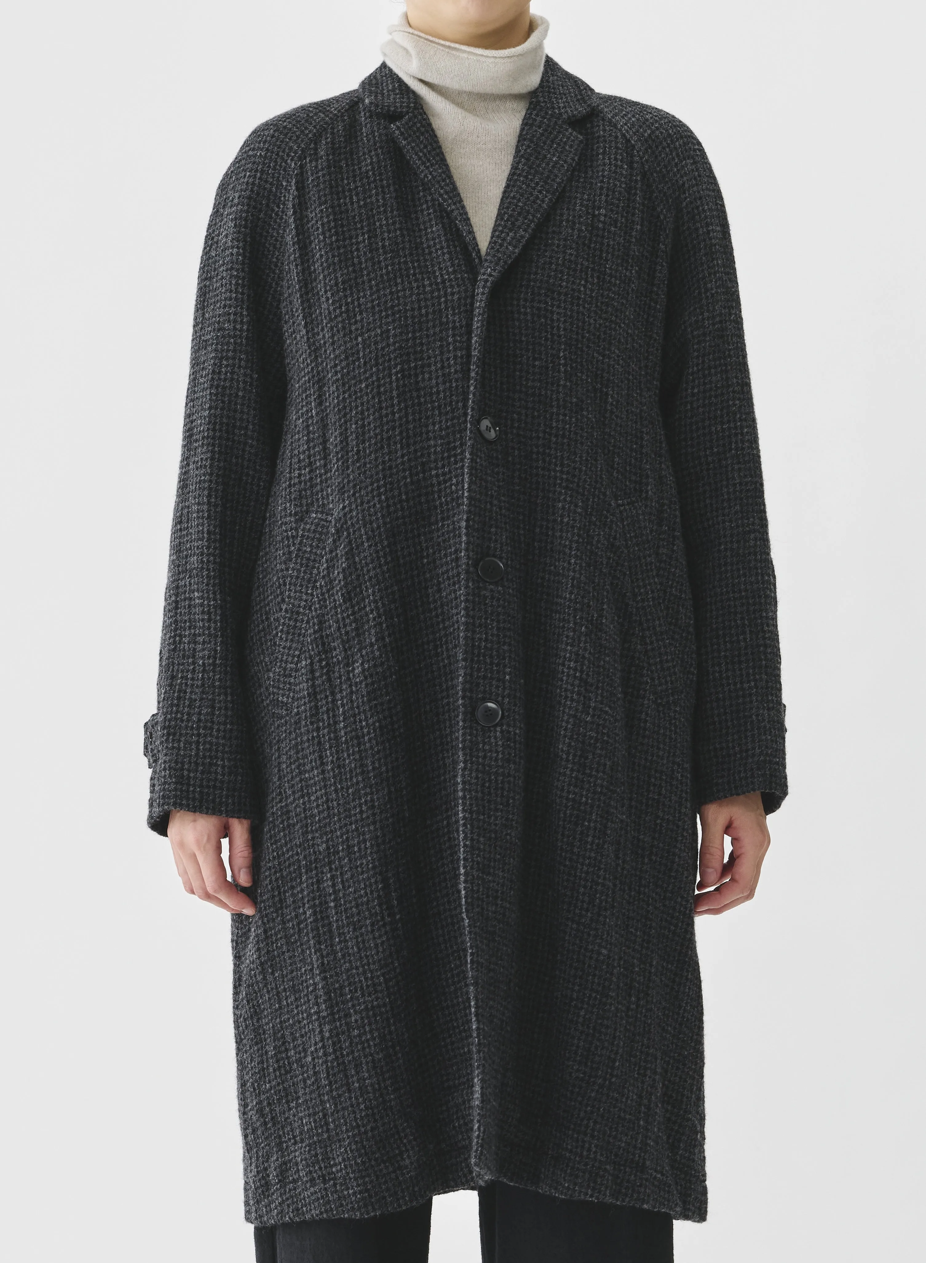 Pas De Calais - Wool Gauze Houndstooth Coat Charcoal