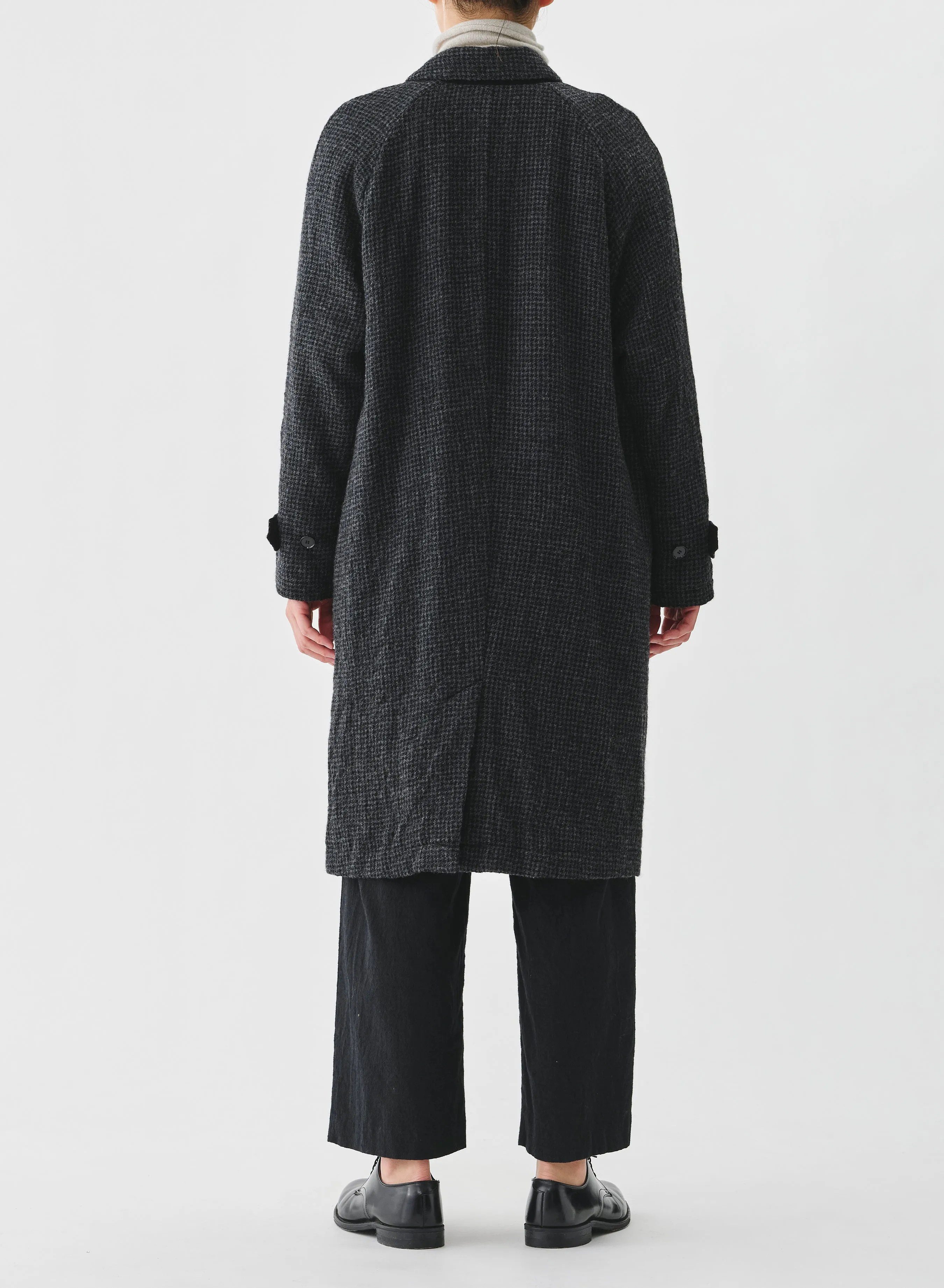 Pas De Calais - Wool Gauze Houndstooth Coat Charcoal