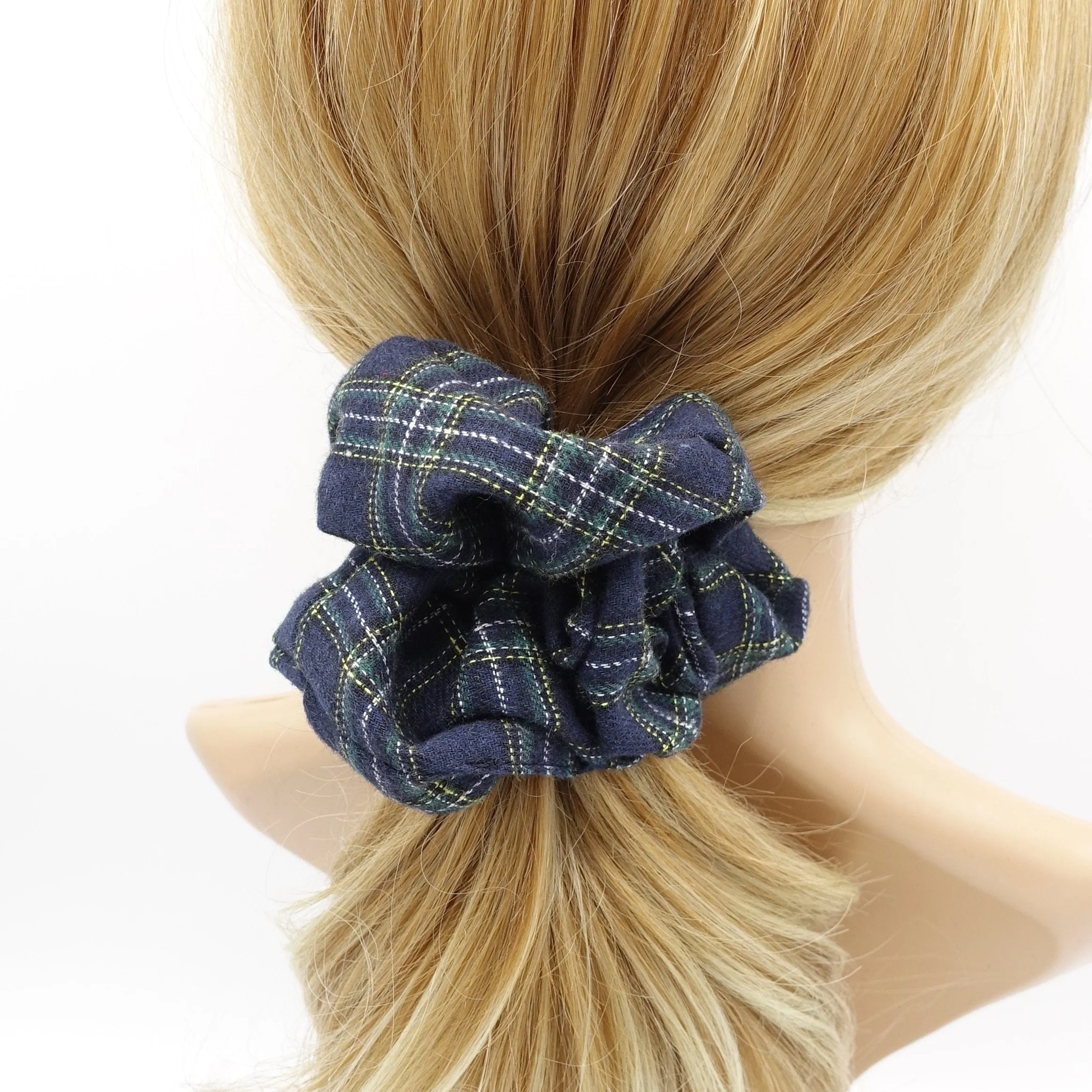 plaid check scrunchies woolen hair elastic scrunchie for women