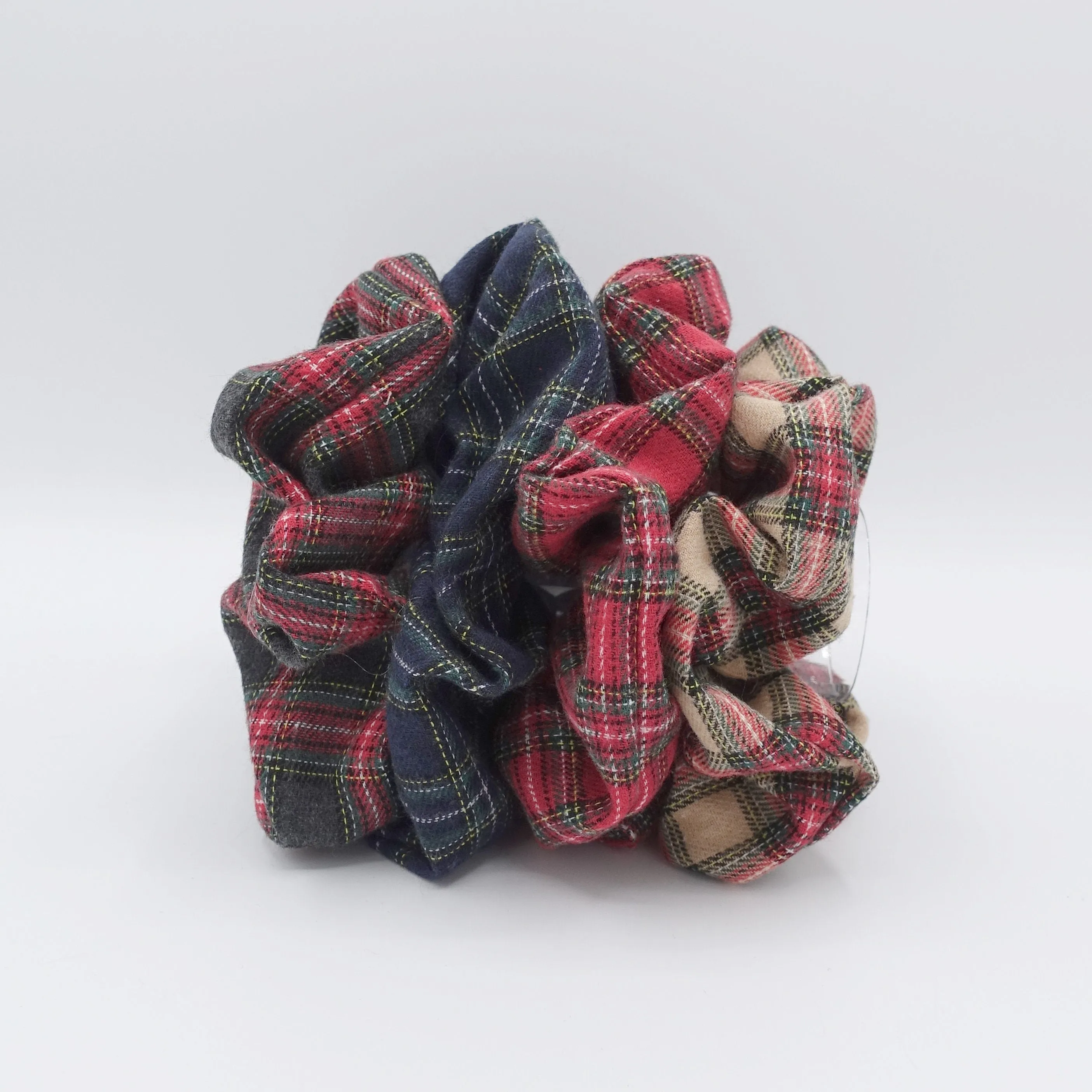 plaid check scrunchies woolen hair elastic scrunchie for women