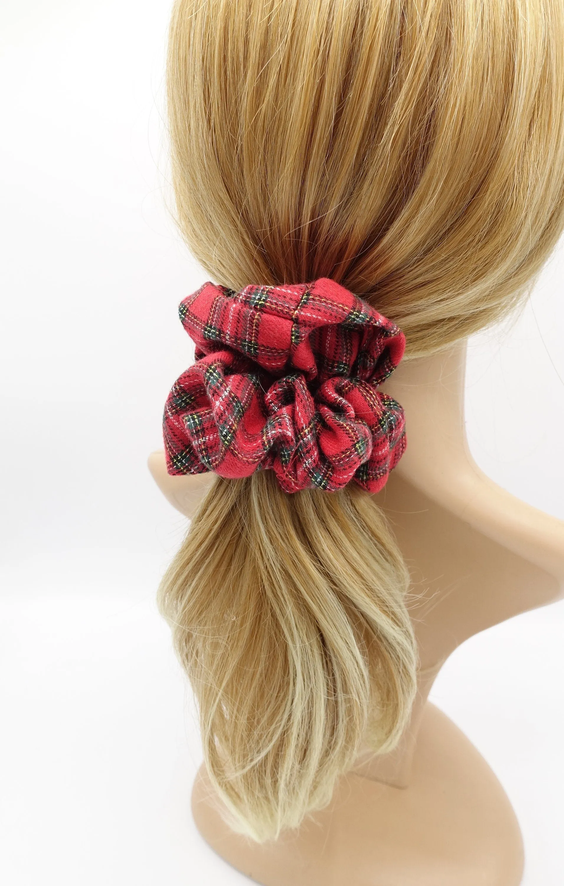 plaid check scrunchies woolen hair elastic scrunchie for women