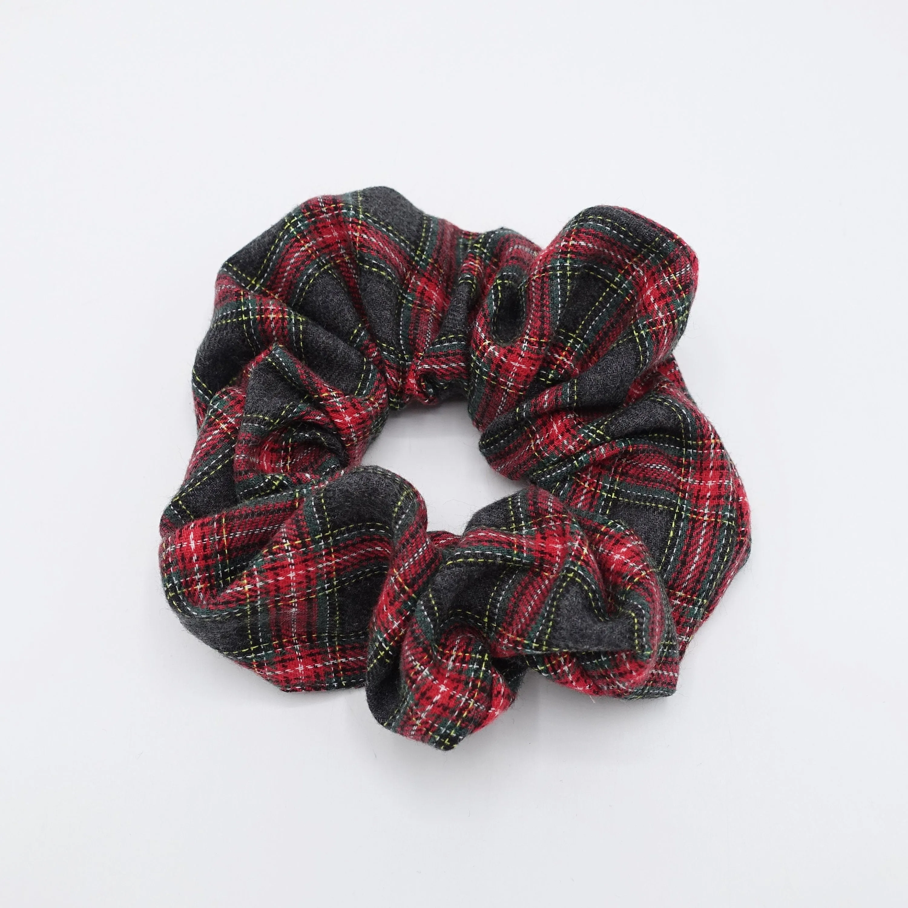 plaid check scrunchies woolen hair elastic scrunchie for women