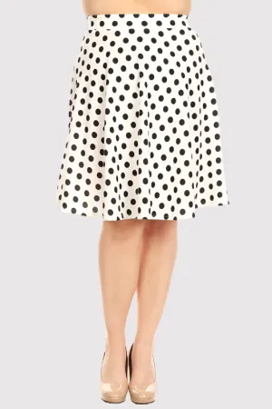 Plus Polka Dot Knee Length A-line Skirt