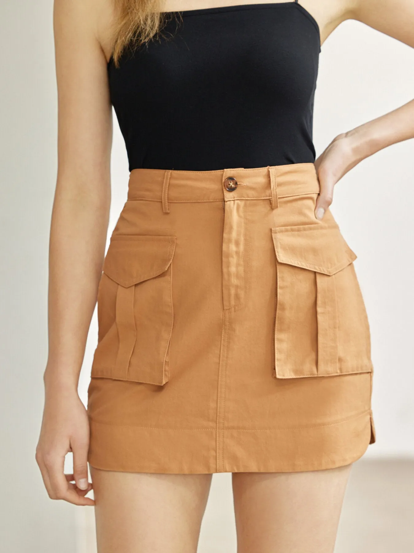 Pocket High Waist A line Mini Skirt