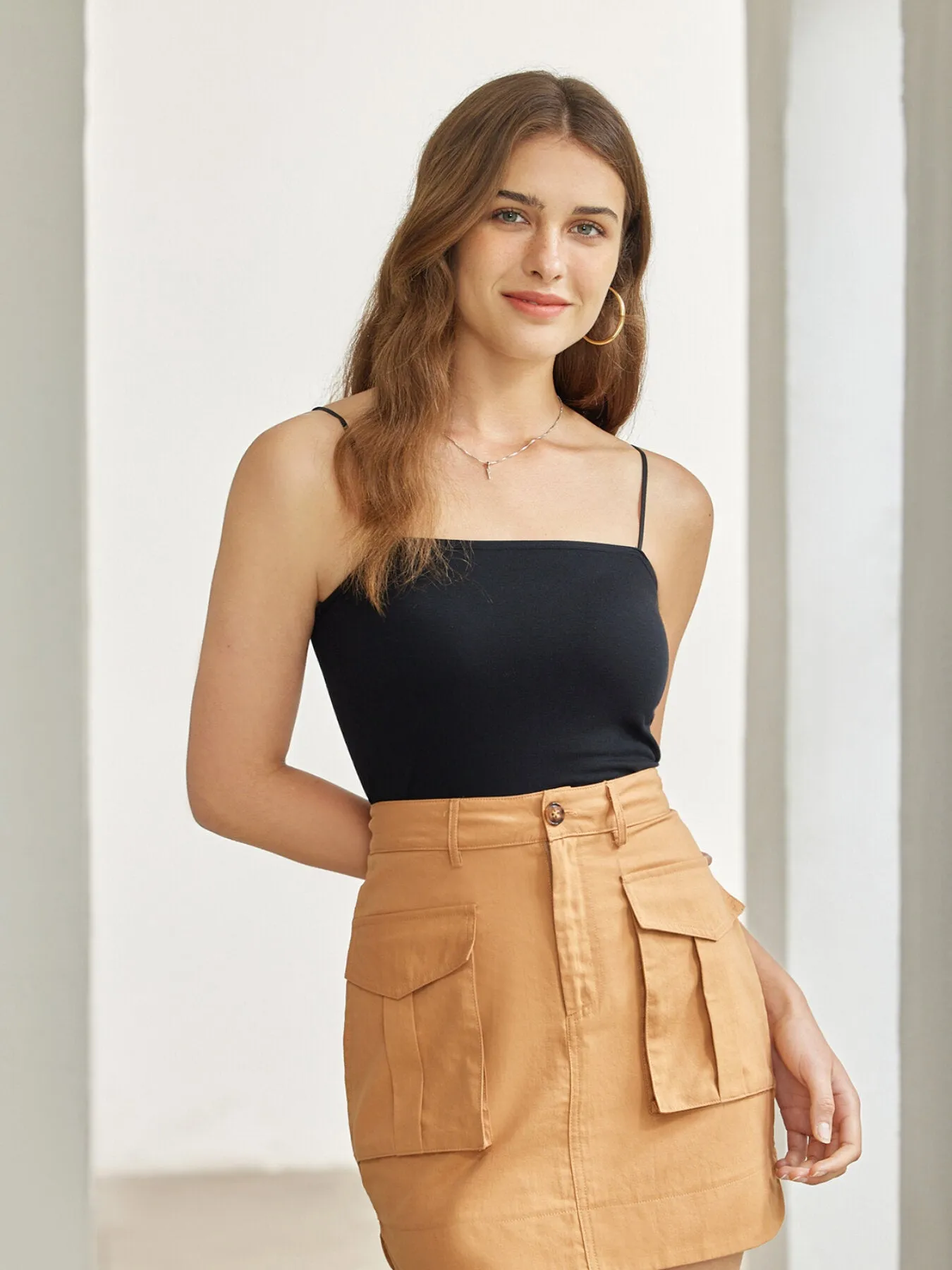 Pocket High Waist A line Mini Skirt