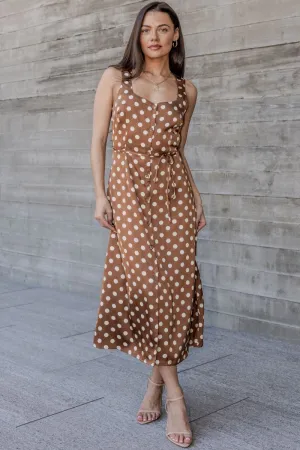 Polka Dot Button Down Midi Dress