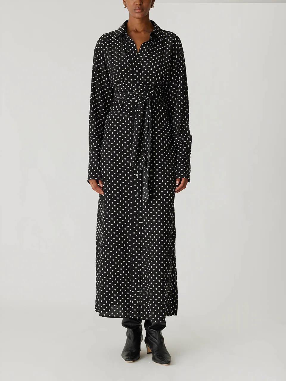 Polka Dot Silky Wrap Dress