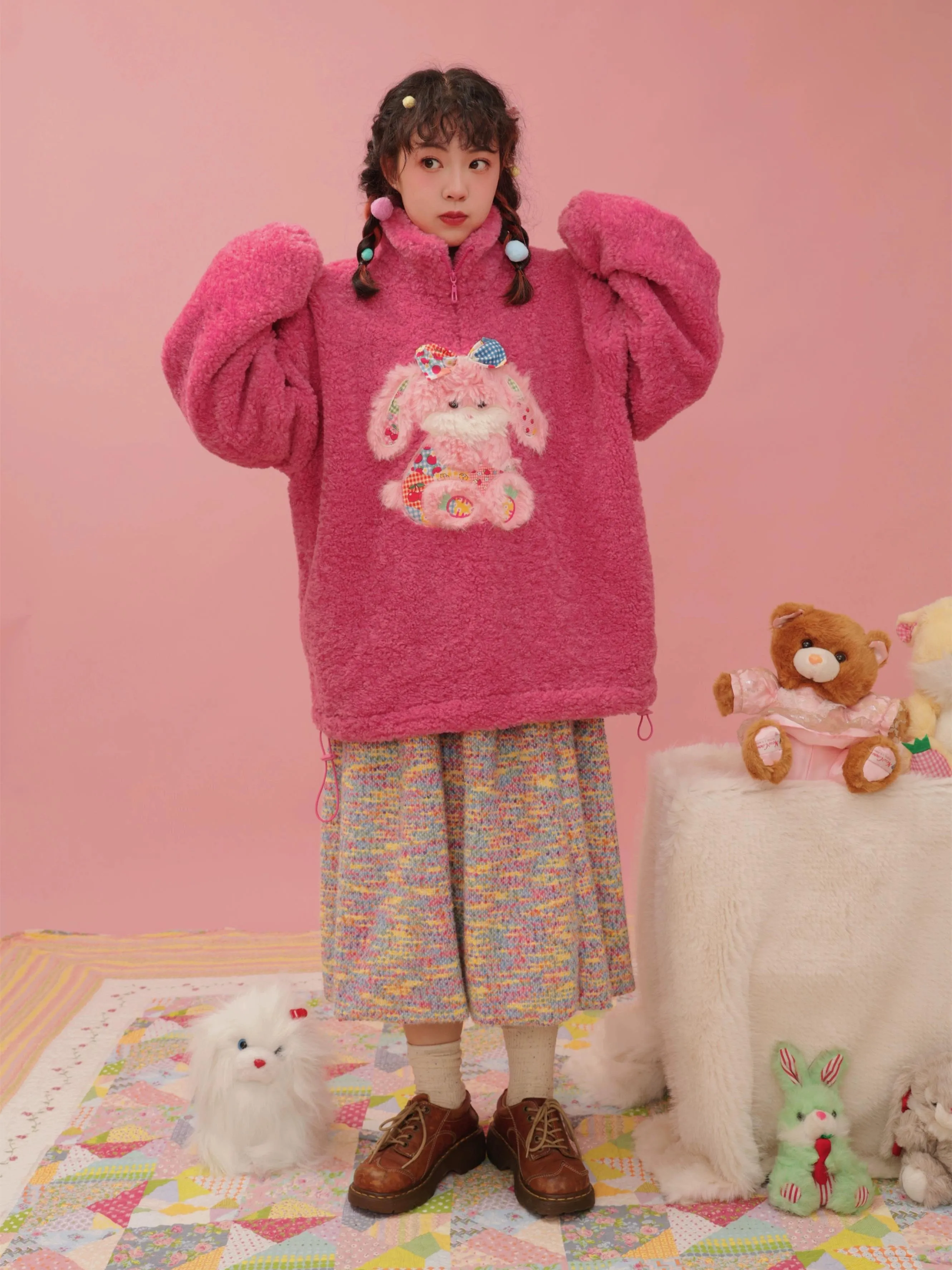 Rainbow Colored Beans Cute Girl Woolen Flower Pod Skirt【s0000004304】