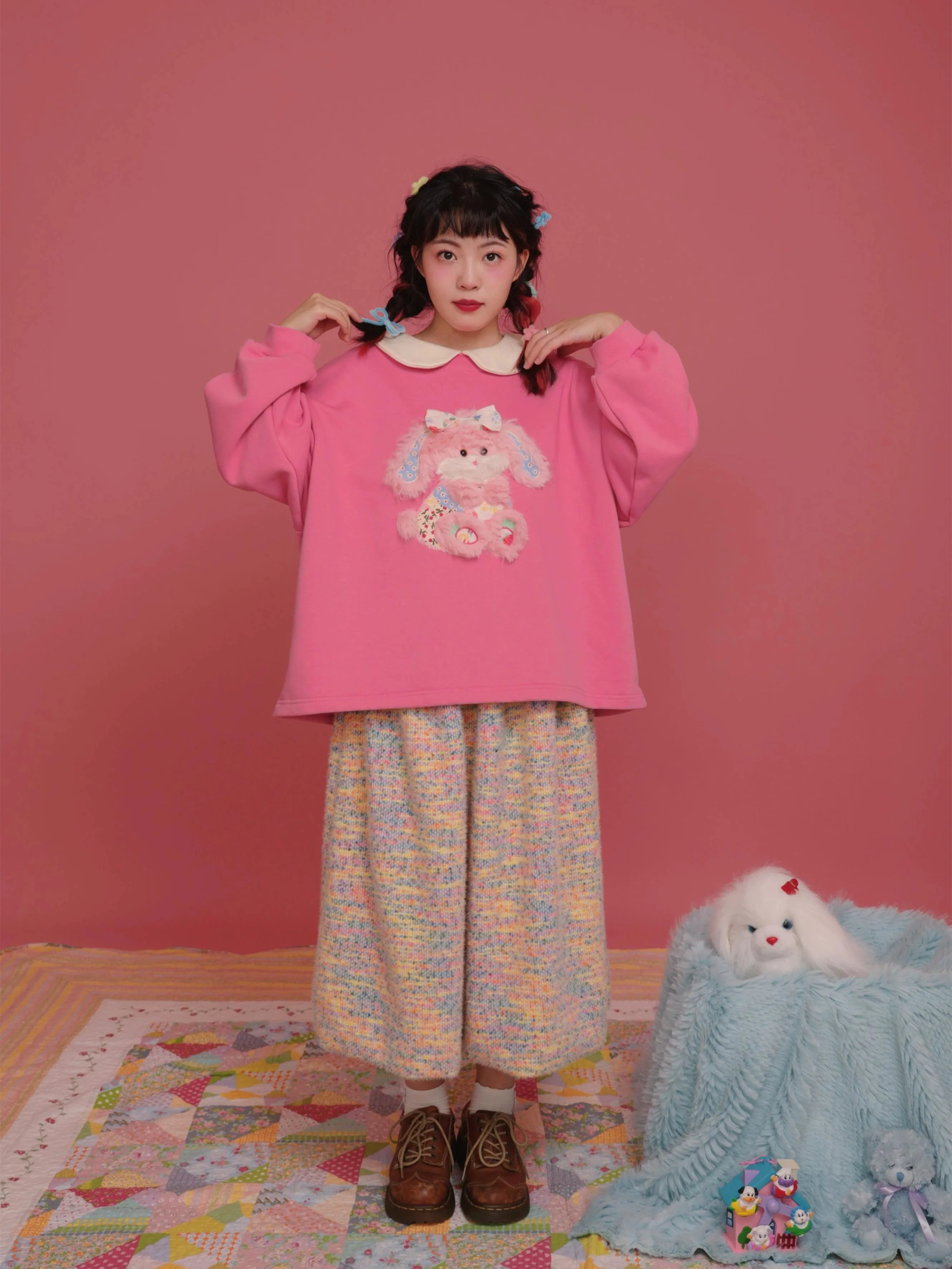 Rainbow Colored Beans Cute Girl Woolen Flower Pod Skirt【s0000004304】