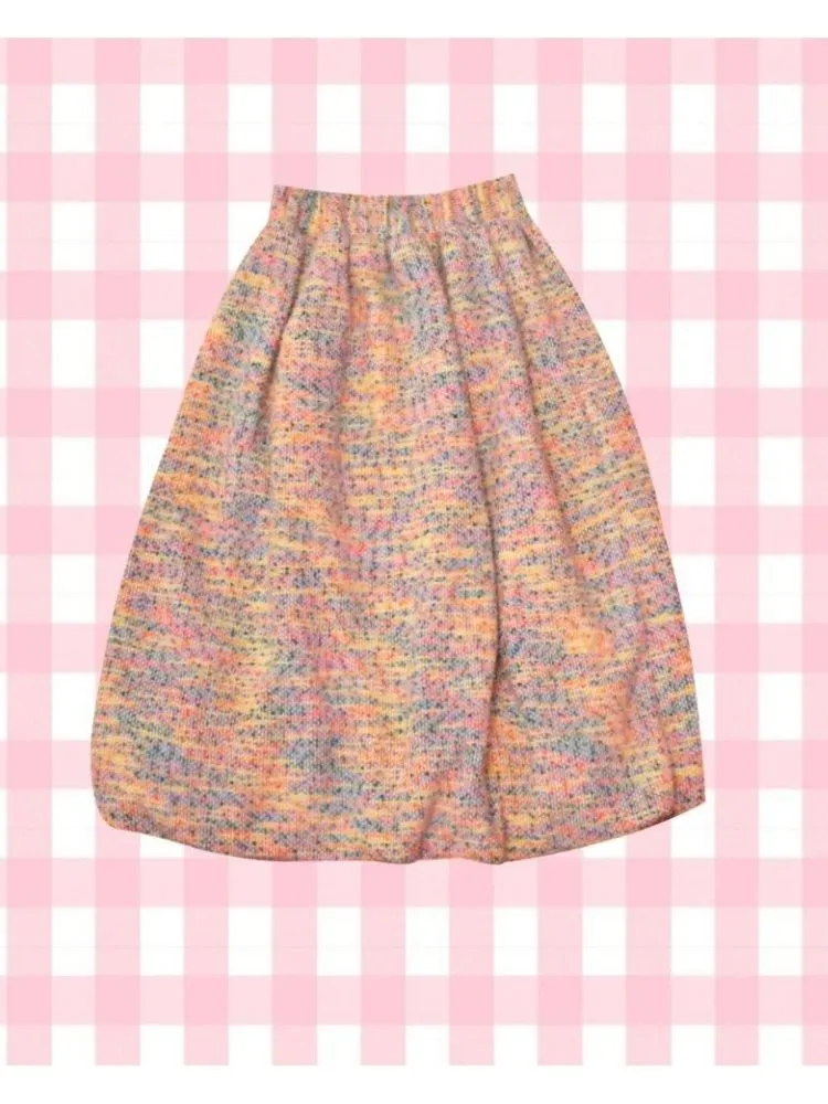 Rainbow Colored Beans Cute Girl Woolen Flower Pod Skirt【s0000004304】