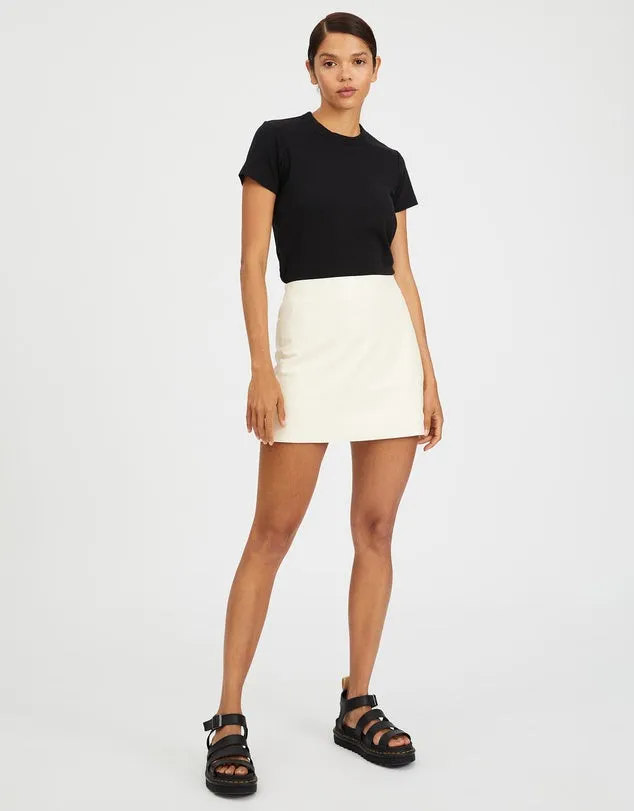 Rockefeller A-line Leather Skirt Seashell Leather