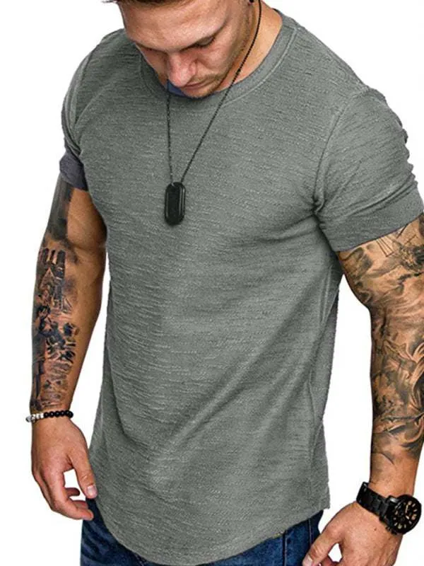 Short-sleeved T-shirt bamboo cotton solid color round neck T-shirt men's bottoming shirt