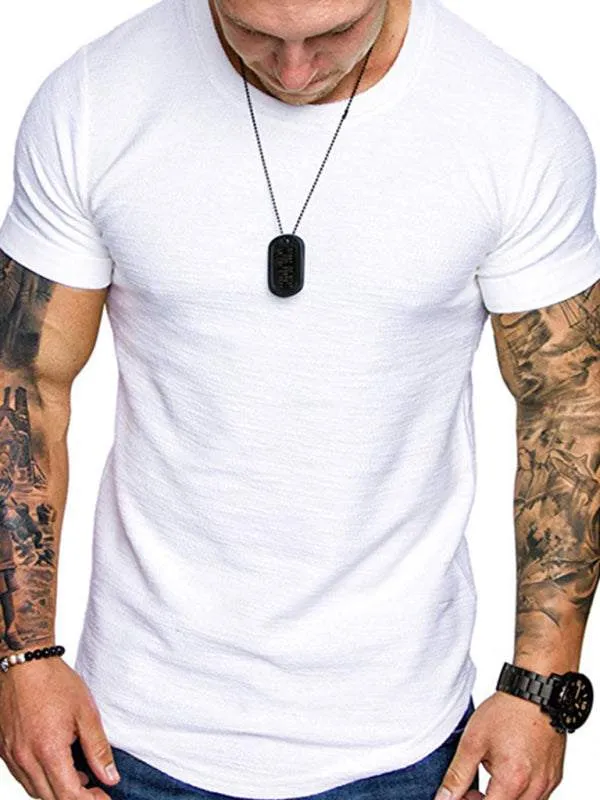 Short-sleeved T-shirt bamboo cotton solid color round neck T-shirt men's bottoming shirt