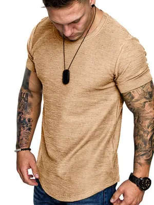 Short-sleeved T-shirt bamboo cotton solid color round neck T-shirt men's bottoming shirt