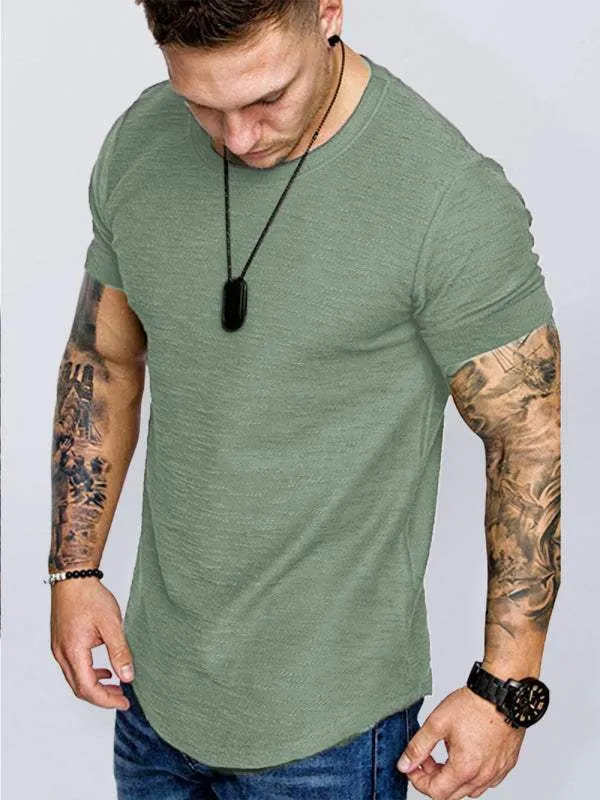 Short-sleeved T-shirt bamboo cotton solid color round neck T-shirt men's bottoming shirt