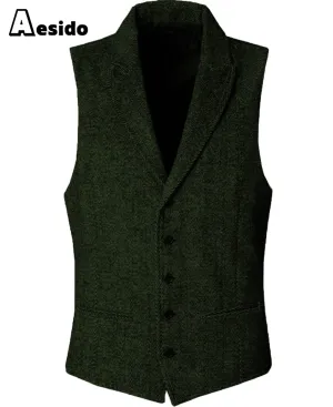 Slim Fit Herringbone Peak Lapel Waistcoat