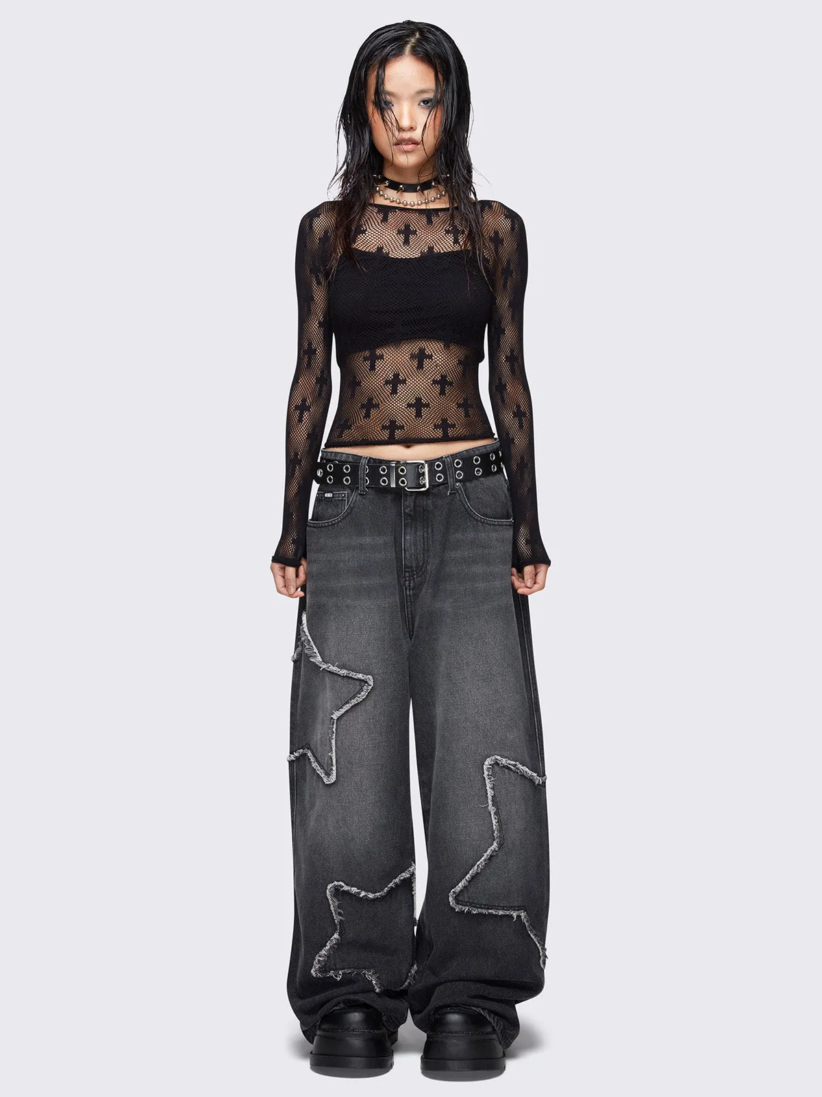 Starburst Black Baggy Jeans