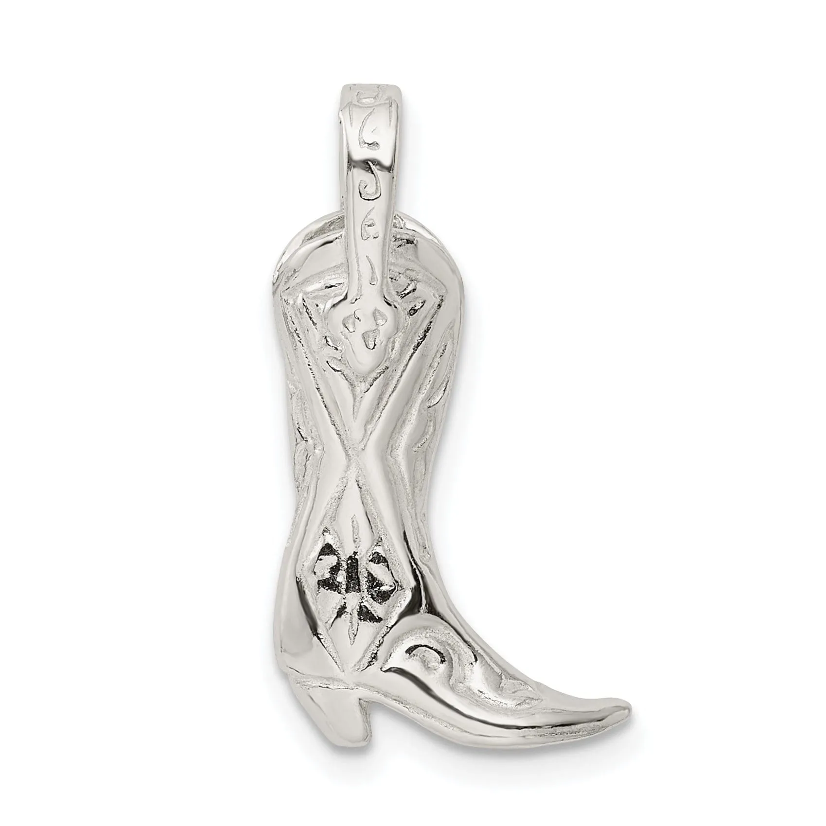 Sterling Silver Polish Finish Cowboy Boot Charm