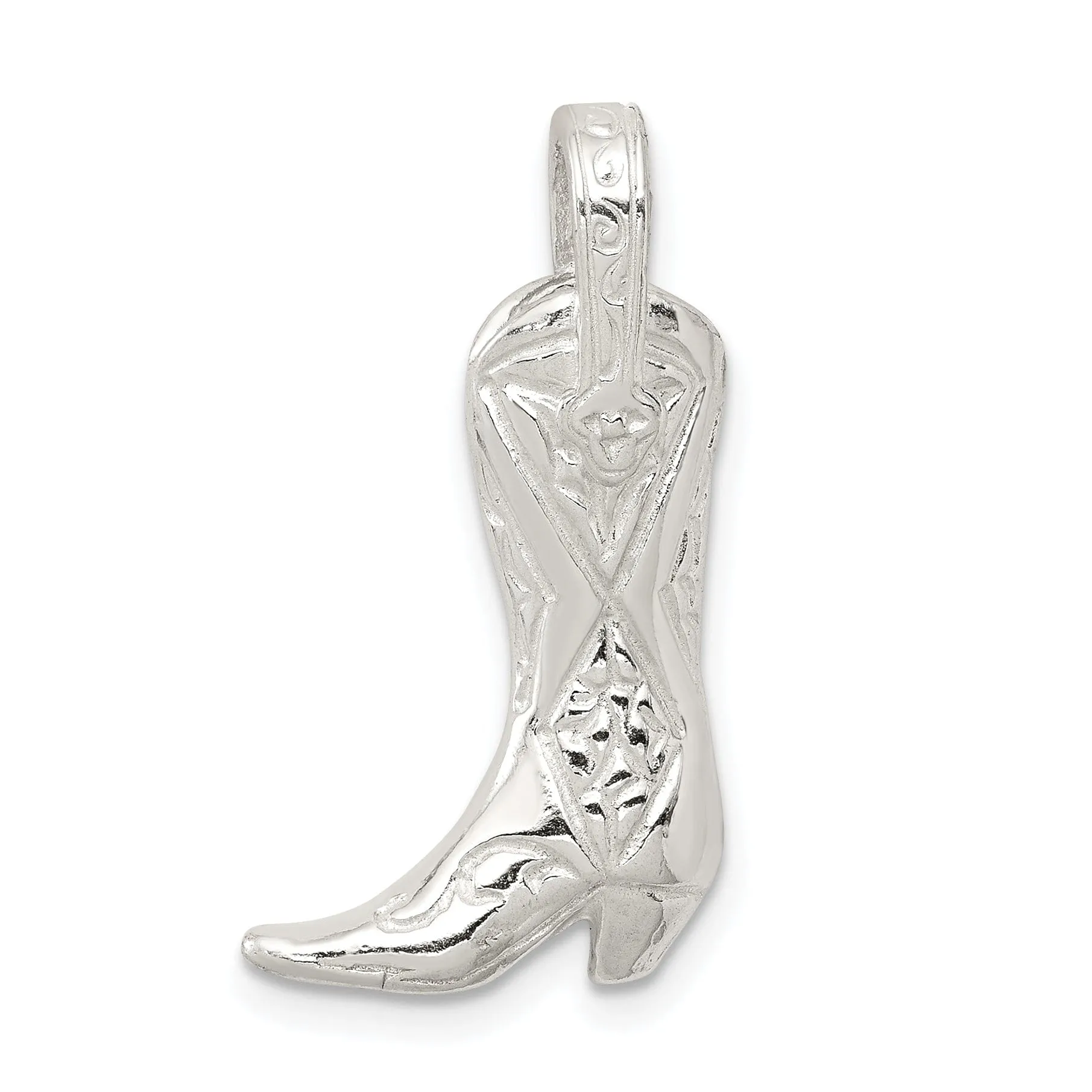 Sterling Silver Polish Finish Cowboy Boot Charm