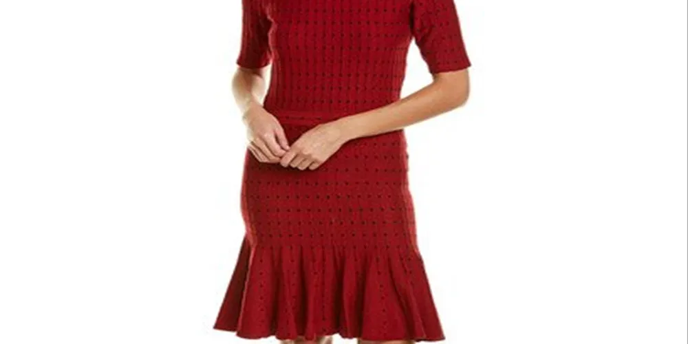 Taylor Women's Polka-Dot Sweater Dress Red Size Small