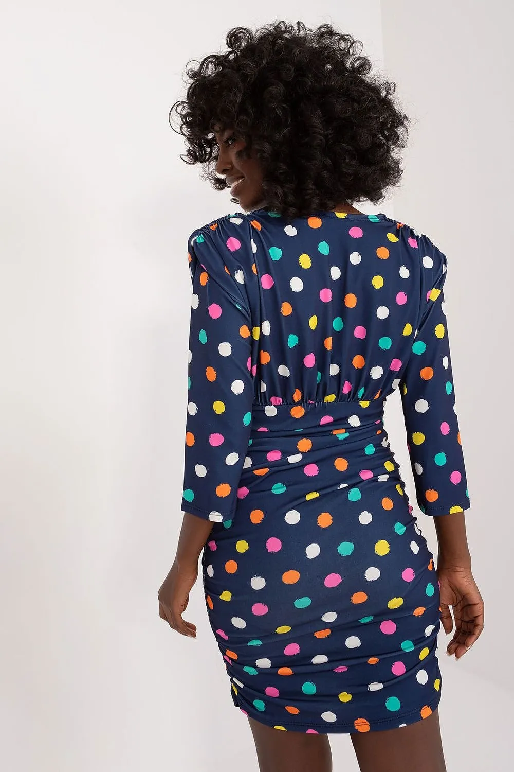 TEEK - Poked Shoulder Polka-Dot Dress