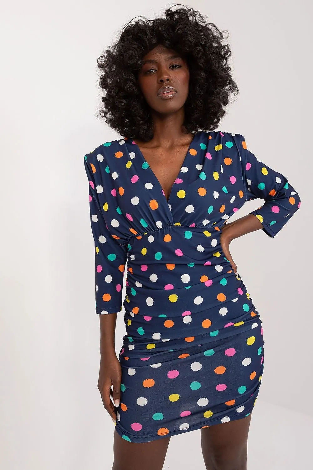 TEEK - Poked Shoulder Polka-Dot Dress