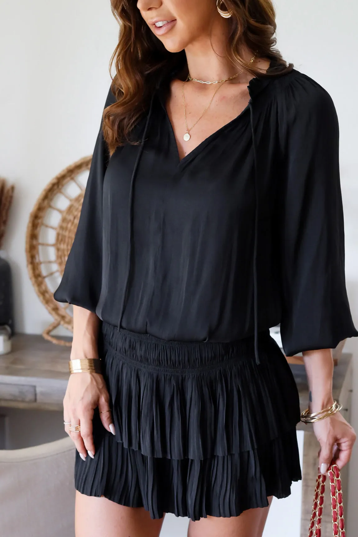 The Lucy Pleated Mini- Black