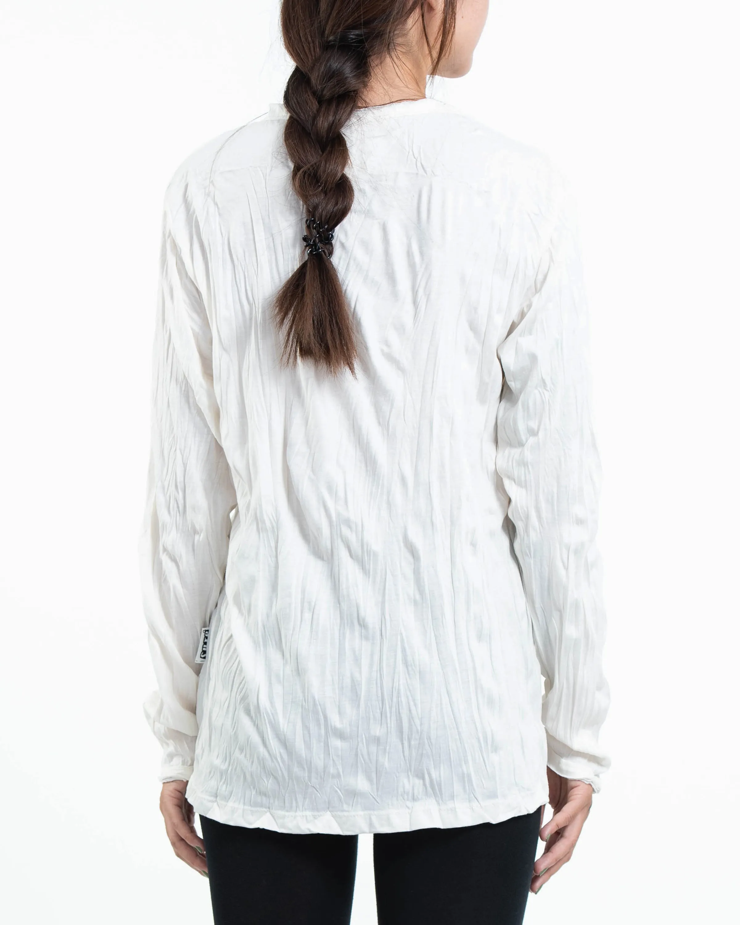 Unisex Solid Color Long Sleeve T-Shirt in White