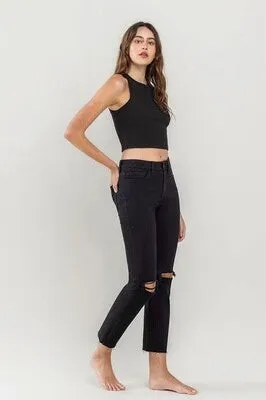 VERVET High Rise Distressed Crop Straight Jeans